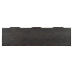 English Elm U_style Oak Veneer Console Table with Three Wave Drawers for Entryway or Foyer Black N711P401926B