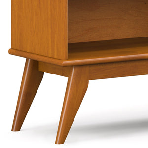 English Elm Draper Teak Low Bookcase – Solid Rubberwood, 4 Open Shelves, Mid-Century Tapered Legs, Anti-Tip B136P238603