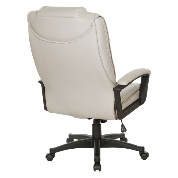 OSP Home Furnishings High Back Bonded Leather Office Chair with Lumbar Support and Ergonomic Padded Seat Taupe EC5162-EC21