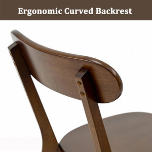 English Elm Solid Natural Wood Mid-century Dining Chairs Curved Back Upholstered Seat Set of 2 W3204P429361