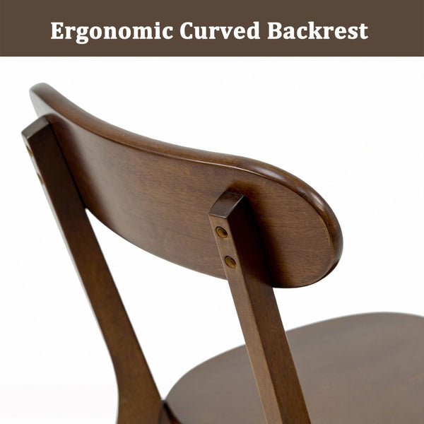 English Elm Solid Natural Wood Mid-century Dining Chairs Curved Back Upholstered Seat Set of 2 W3204P429361