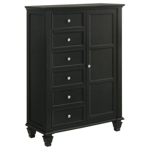 English Elm Vallauris Black Chest with Felt-Lined Top Drawer, Six Slide-Out Drawers & Silver Hardware, Stylish Storage B062P340718