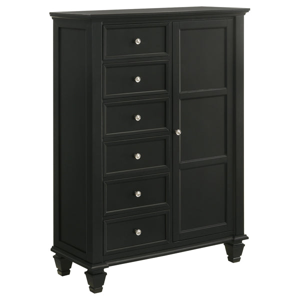 English Elm Vallauris Black Chest with Felt-Lined Top Drawer, Six Slide-Out Drawers & Silver Hardware, Stylish Storage B062P340718
