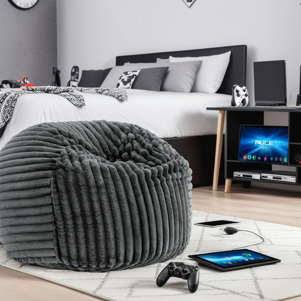 English Elm 40 Inch Minky Gunmetal Memory Foam Lounger - Plush Comfort For Gaming, Reading & Relaxation Bliss B108P193086