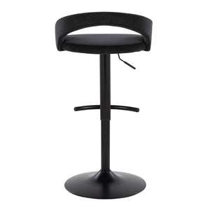 English Elm Adjustable Velvet Swivel Barstools with Black Metal Base for Kitchen or Home Bar Set B202S01991