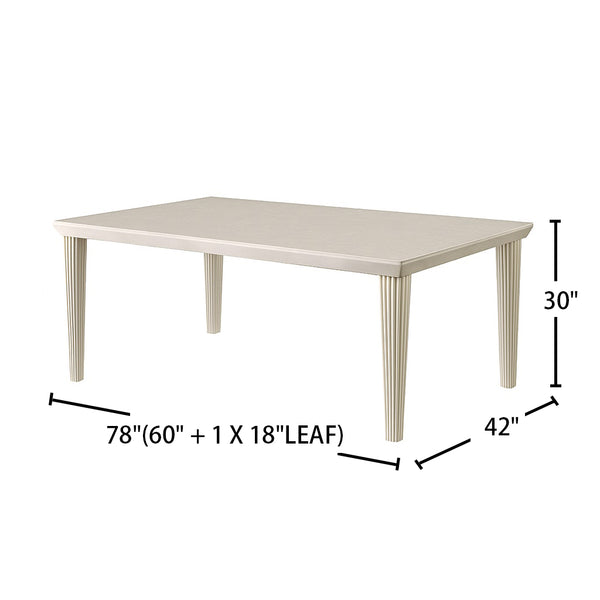 English Elm Elegant Rectangular Dining Table Antique White Finish with Fluted Legs, Expandable Leaf & Timeless Charm B016P355896