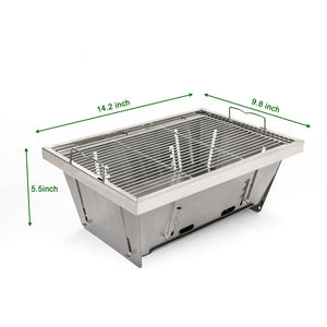 English Elm Folded Stainless Steel Portable Charcoal Grill for Camping Picnic Patio Outdoor Use W853P220596