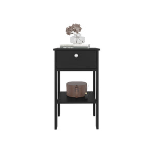 English Elm Nightstand, Black Wenge Engineered Wood with 1 Drawer & Open Shelf, Compact Elevated Design for Small Spaces B097P369428