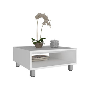 English Elm Eclipse low 10" modern square coffee table with open shelf, compact particleboard design for style and storage White 12.9 L x 64 W x 7 H B070P254752
