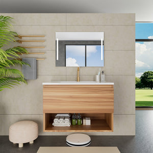 English Elm 30inch Floating Bathroom Vanity Wall Mounted Cabinet with Drawer Storage No Basin W3520P392830