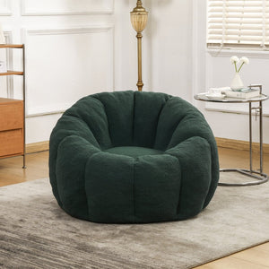 English Elm Bean Bag Lounge Chair Faux Fur Memory Foam Armrests Ergonomic Seat for Adults Green W2200P239874