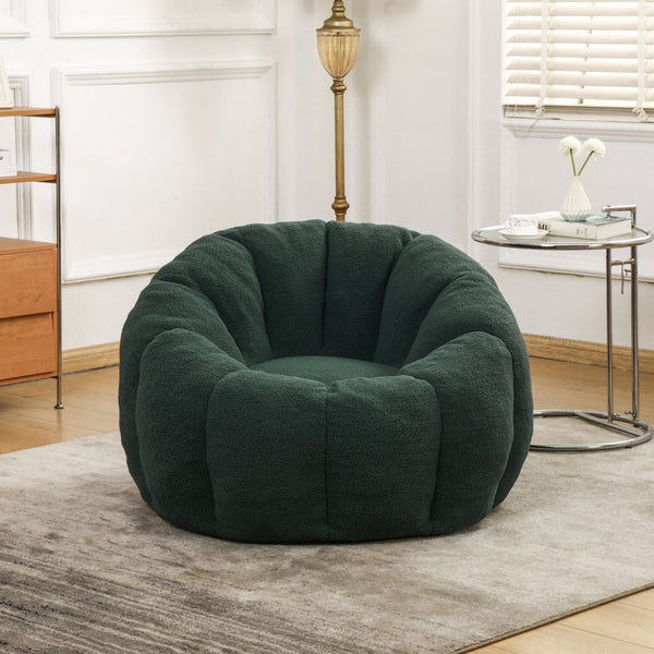 English Elm Bean Bag Lounge Chair Faux Fur Memory Foam Armrests Ergonomic Seat for Adults Green W2200P239874