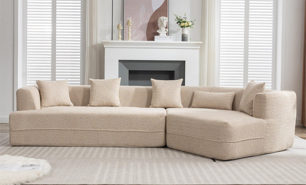 English Elm Modern Modular Sofa - Upgraded Extended Edition, Versatile Boucle Upholstery & Stylish Comfort W2108S00071-GIGA