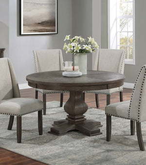 English Elm Traditional Round Pedestal Dining Table Seats Six Oak Finish Rubberwood Carved Base B011S01035