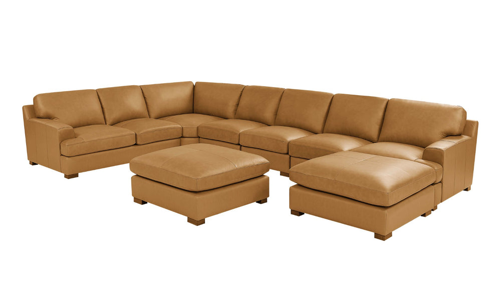English Elm Leather Match Modular Sectional Sofa Top Grain Upholstered L Shaped Living Room Ginger B2748S00031
