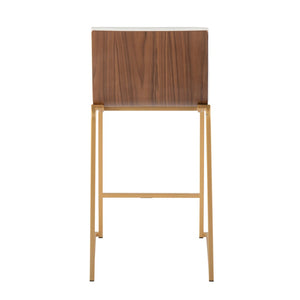 English Elm 26" Tufted Faux Leather Counterstools with Walnut Back and Gold Base Set of 2 B202P222077