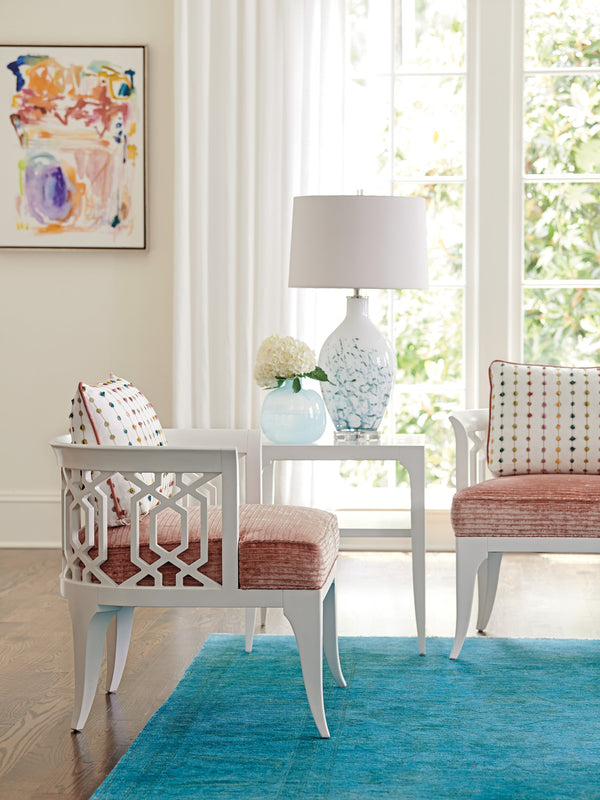 Lexington Carrington End Table - Modern Traditional Design With Tapered Legs And Stylish Wooden Shelf For Luxury Alabaster  415-955