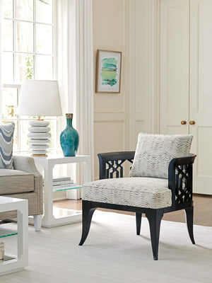 Lexington Gatewick Chair - Modern Traditional Design With Bold Patterns, Charcoal Finish & Comfortable Aesthetic  Wood 1848-11-41