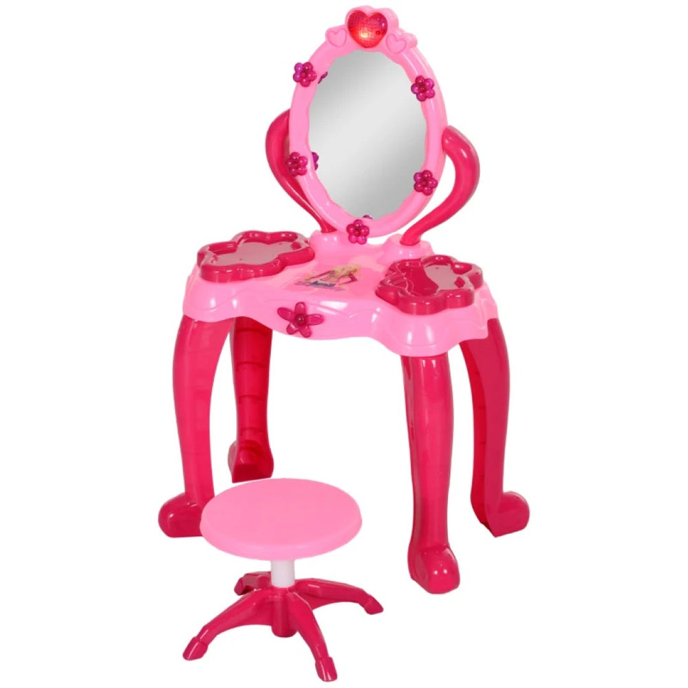 English Elm Kids Pretend Play Vanity Set with Light up Mirror Hair Dryer and 15 Accessories T3971P441940