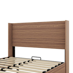English Elm (queen) Walnut Platform Storage Bed Hydraulic Lift Mdf Frame Wooden Slat Base W1858S00005