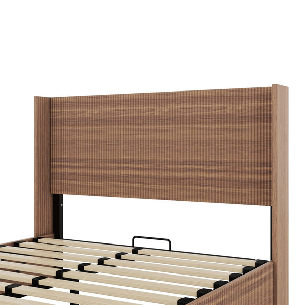 English Elm (queen) Walnut Platform Storage Bed Hydraulic Lift Mdf Frame Wooden Slat Base W1858S00005