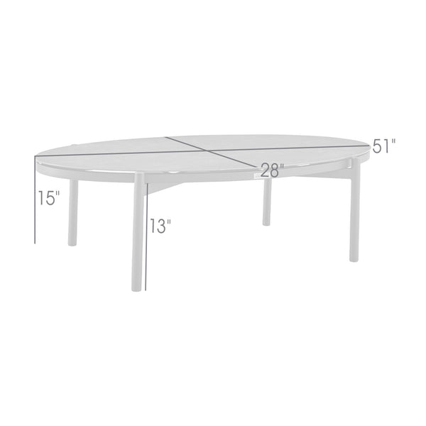 English Elm Novante Aluminum and Ceramic Outdoor Coffee Table - Lightweight, Rust-Resistant, All-Weather 52x29x16" B2736P354327