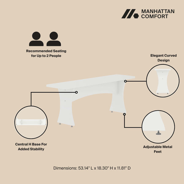 Coney Dining Bench - Set of 2 in White 184GMC1 Manhattan Comfort