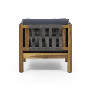 English Elm Christopher Knight Home® - LAUREL Club Chair Teak Acacia Wood with Handwoven Rattan Rope, Water-Resistant Cushions, Modern Outdoor Flair 65439.00GRY