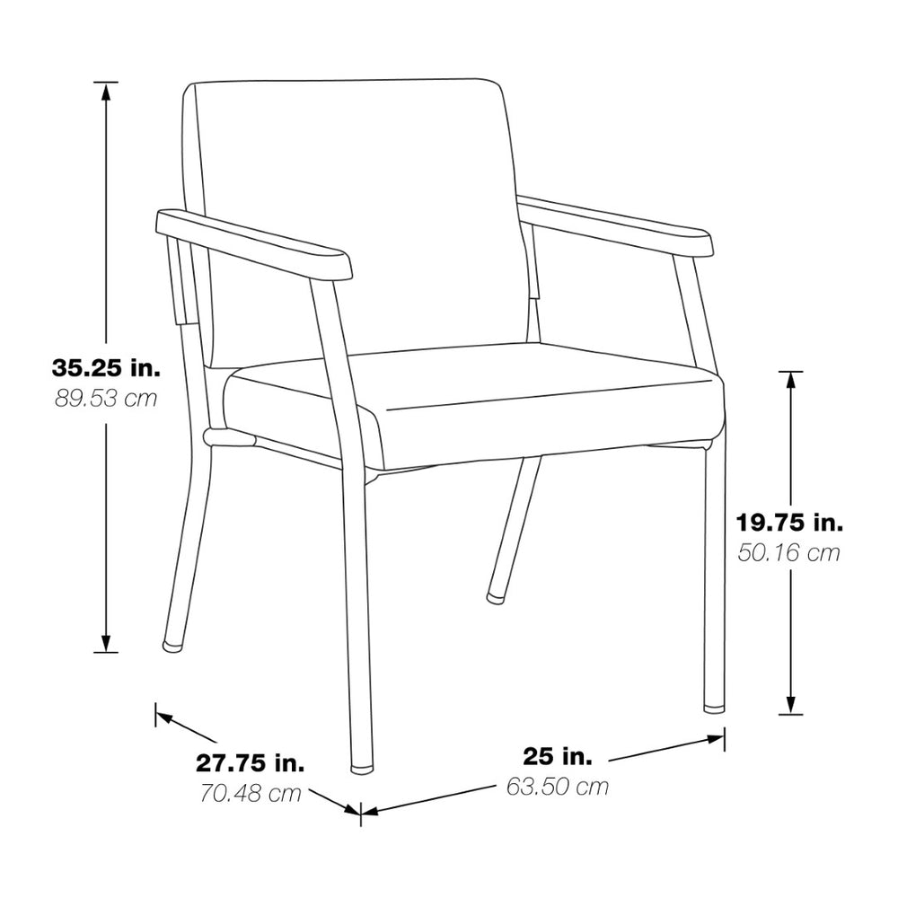 OSP Home Furnishings Bariatric Guest Chair with Reinforced Metal Frame and Pu Arm Pads for Medical Waiting Rooms BC9601-A