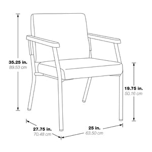 OSP Home Furnishings Bariatric Guest Chair with Reinforced Metal Frame and Pu Arm Pads for Medical Waiting Rooms BC9601-R105