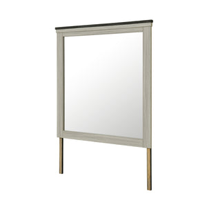 English Elm Augusta Sleek Wood Frame Brown Mirror with Dark Top — Large MDF Glass Dresser Mirror, Beige Tone B201P390574