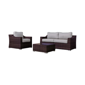 English Elm Lsi Outdoor Wicker Conversation Set For 3 - Loveseat, Lounge Chair & Coffee Table With Cushions B120S00071