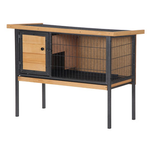 English Elm Pawhut Elevated Rabbit Hutch - Spacious, Weather-Resistant Wooden Cage With Easy-Clean Tray & Roof W2225P200526-GIGA