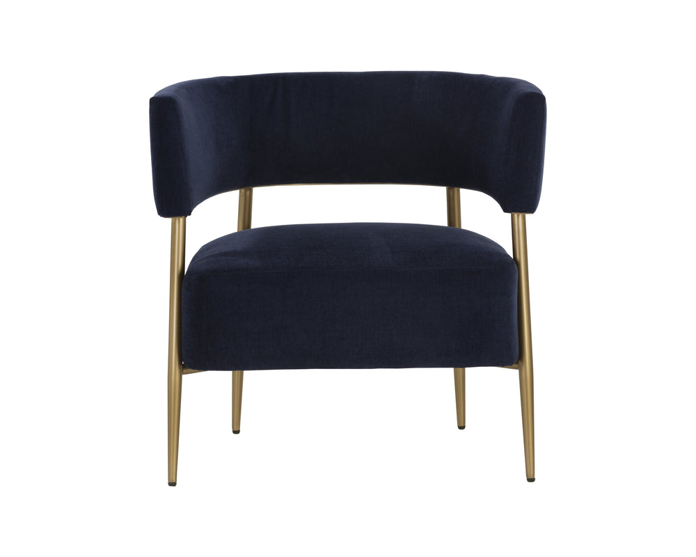 Sunpan Maestro Lounge Chair - Contemporary Curved Design with Antique Brass Legs for Luxurious Comfort Danny Navy