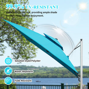 English Elm 10'X10' Square Cantilever Umbrella with Hydraulic Open, 5-Position Tilt, UPF50+ Polyester Canopy Lake Blue W1859P336663