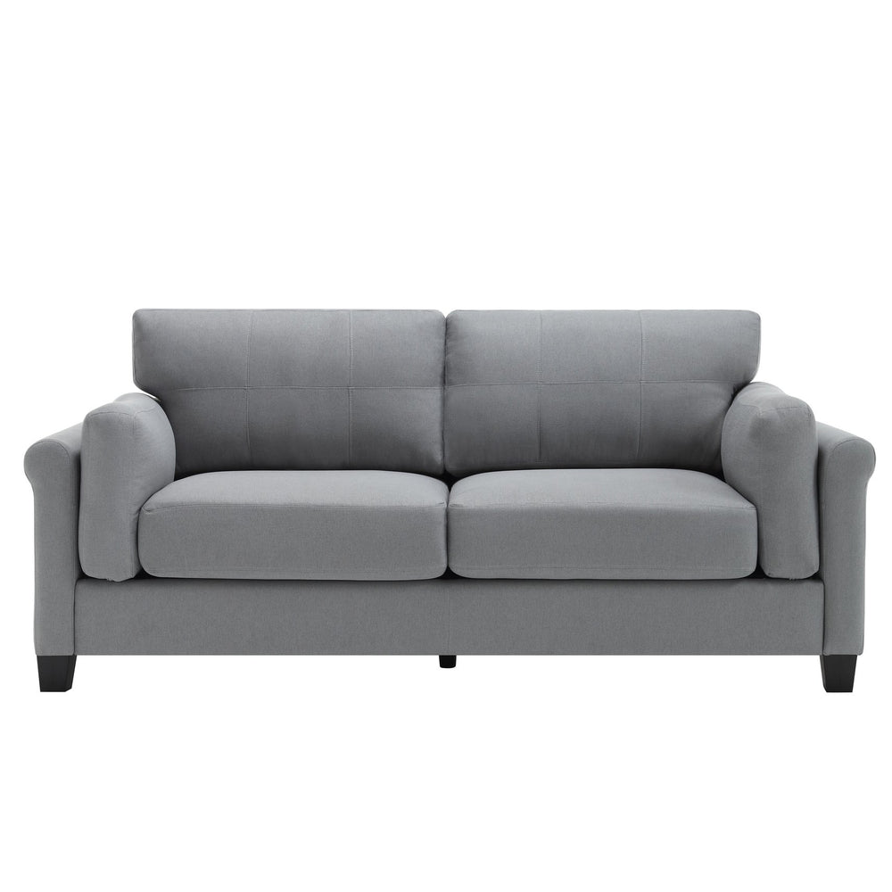 English Elm {VIDEO Oversized Modern Button Tufted Linen Upholstered 3-Seat Sofa with USB-A & Type-C Charging Ports, Space-Saving Comfort Gray W2325S00012