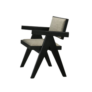 English Elm Dining Arm Chairs Upholstered Polyester Seat Set of 2 Stylish Wood Frame Accent Chairs for Home Dining Room Black,Light Gray 31 L x 22.5 W x 12.5 H B2741P286646