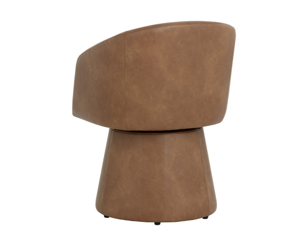 Sunpan ETTA Swivel Dining Armchair in Copley Cognac – Modern Comfort, 360° Rotating Design, Easy Care 111766V