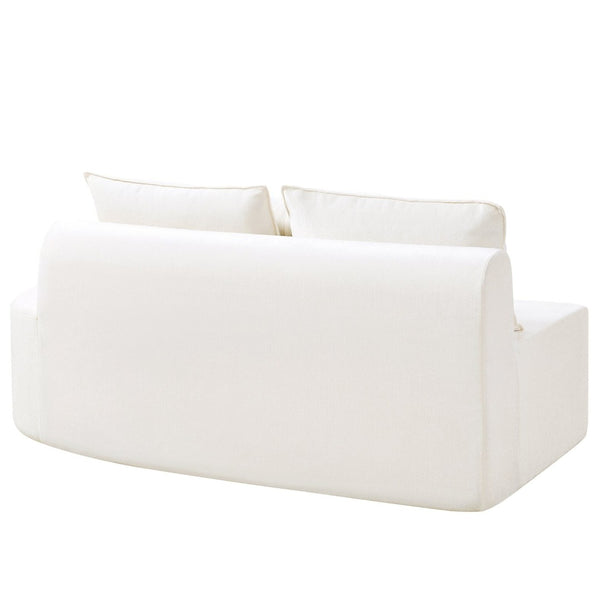 English Elm 138.6" Curved Modular Sectional Sofa Low Profile High Density Foam Living Room Lounge White N767P366006W