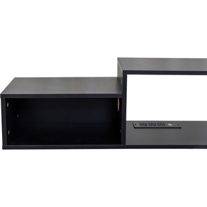 English Elm 65.35in Wall Mounted Floating TV Stand with 20 Color LEDs, Charging Station & Spacious Cable Management for Modern Entertainment Black W331P242458