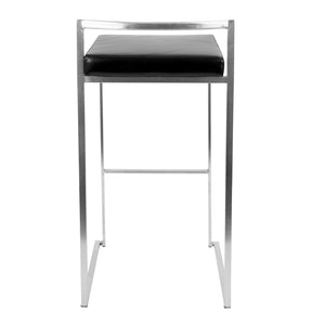 English Elm Contemporary Stackable Steel Counter Stools Padded Fabric Seats for Kitchen Islands Set of 2 B202P222300