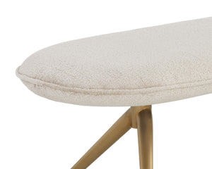 Sunpan ELOWEN Elegant Oval Bench in Bergen Taupe with Antique Brass Base for Modern Spaces & Versatile Use 108527