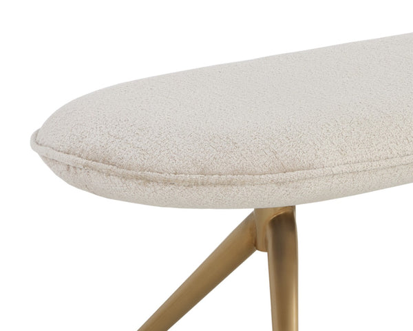 Sunpan ELOWEN Elegant Oval Bench in Bergen Taupe with Antique Brass Base for Modern Spaces & Versatile Use 108527