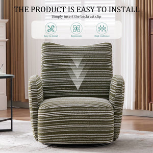 English Elm Modern Boucle 360° Swivel Leisure Chair with High‑Resilience Sponge, Supportive Curve, 550lb Capacity Olive Green W395P355490