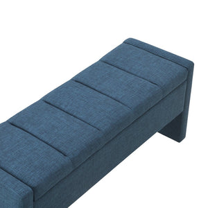 English Elm Modern Linen Upholstered Storage Bench Tufted Seat Organizer for Bedroom Entryway Navy Blue W2671P429583