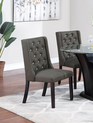 English Elm Modern Fabric Tufted Dining Chairs Set of 2, Ash Black Wingback Accent Seats, Rubberwood & MDF, 20"H Seat Durable Upholstery Comfort Stylish Design B011P194025