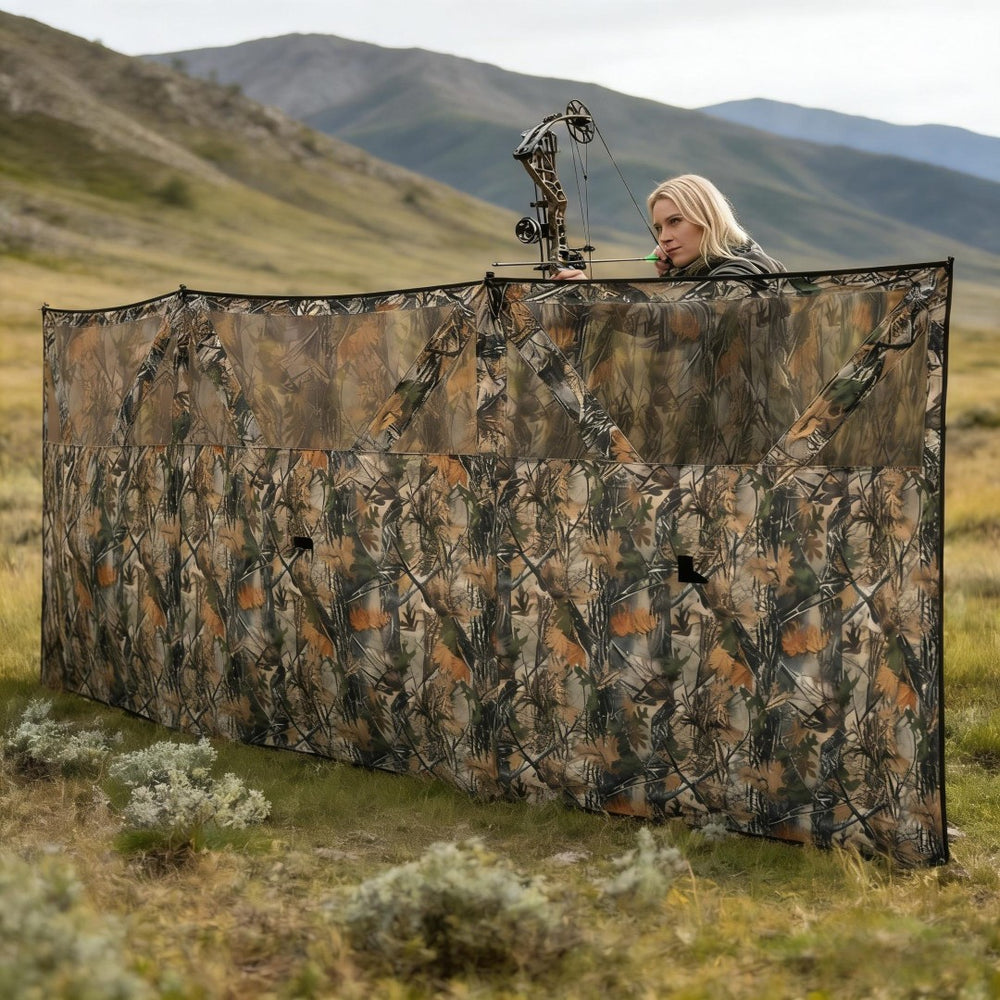 English Elm 3-panel Camo Hunting Blind with See-through Mesh and Instant Hub Frame Deployment T3971P486698
