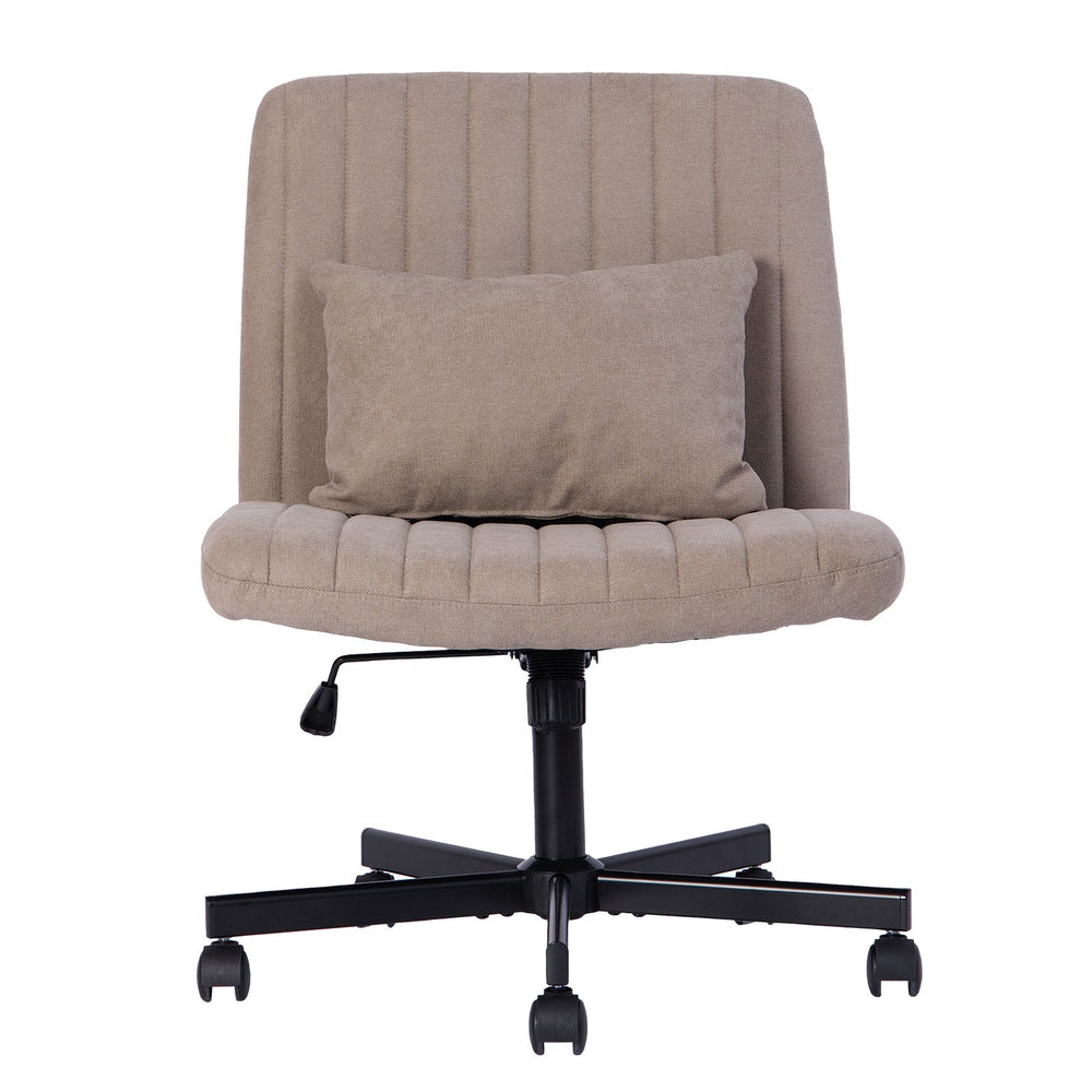 English Elm Criss Cross Linen Office Chair Khaki - Ergonomic Armless Swivel, Adjustable Height, Plush Lumbar Support W3394P329161