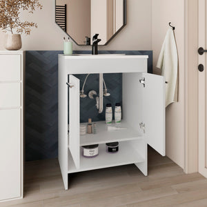 English Elm Bathroom Vanity Slim Sink Cabinet with Single Door, Engineered Wood, Space-Saving Modern Design White 37.4 L x 23.23 W x 12.6 H B097P350319