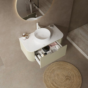 English Elm Dina Floating Bathroom Vanity Sintered Stone Top Glass Basin Striped Plywood Cabinet W2615S00561